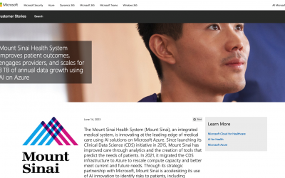 Mount Sinai Health System improves patient outcomes, engages providers, and scales for 3 TB of annual data growth using AI on Azure